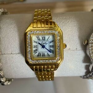 Panthere Classic Gold Crystal Stainless Steel Gold Watch